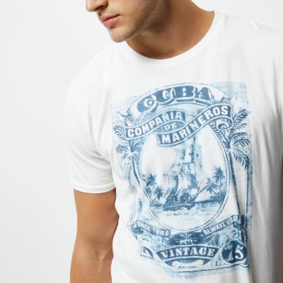 White Jack & Jones Vintage print crew T-shirt